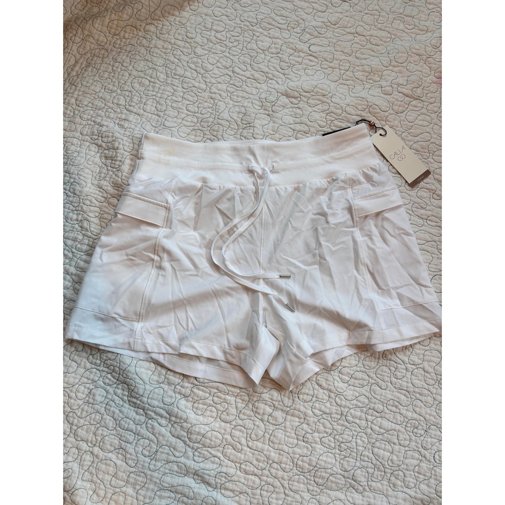 Calia Womens White Athletic Cargo Shorts Size Medium‎ Drawstring Activewear